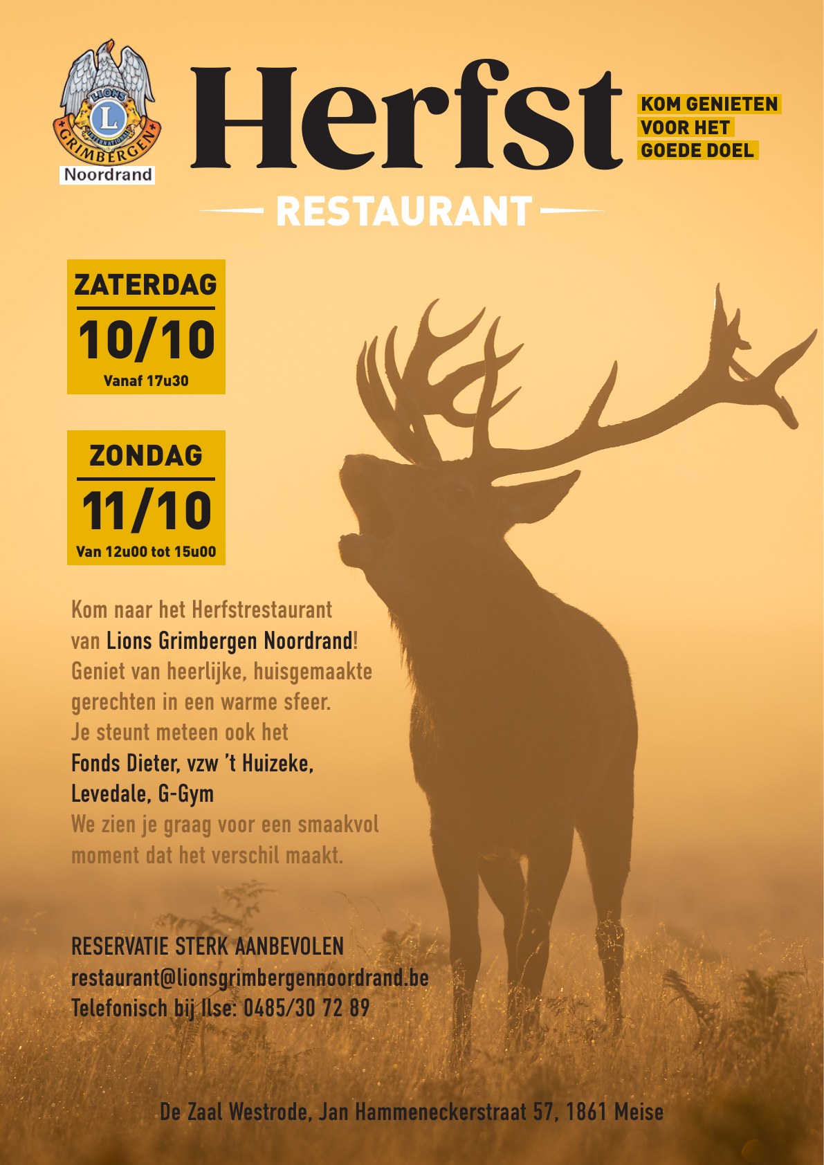 Affiche Herfstrestaurant 2026 van Lions Club Grimbergen-Noordrand